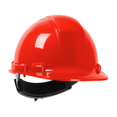 PIP 280-HP241R-15 Whistler Cap Style Hard Hat, HDPE Shell, 4-Point Textile Suspension, Ratchet Adjustment - Red