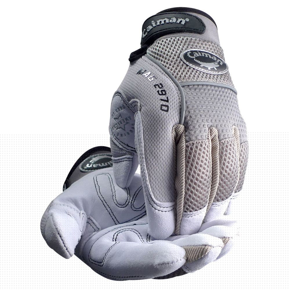 PIP 2970-2 Caiman MAG Multi-Activity Glove with Padded Deerskin Leather Palm and Gray AirMesh Back - XS
