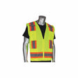 PIP 302-0500-YEL/2X Class 2 Solid Mesh Hi-Vis Safety Vest with Zipper 8 Pockets Mic Tab 2XL