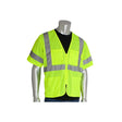 PIP 303-MVGZ4P-LY/M Class 3 Mesh High Visibility Vest Zipper Front 4 Pockets 28" Length 2" Reflective Tape Size Medium