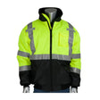 PIP 333-1740-LY/L ANSI Class 3 Cold Weather Bomber Jacket Black Lime Yellow 2" Reflective Stripe Large