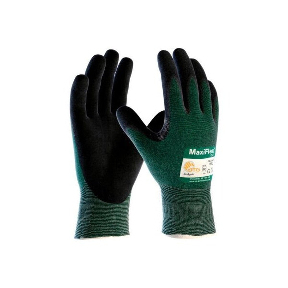 PIP 34-8443/XS MaxiFlex Cut, Green Eng Yarn, Black Nitrile MicroFoam Dot Co