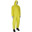 PIP 3678B/3XL PosiWear UB Plus Yellow Chemical Resistant Disposable Coverall with Hood and Elastic Wrists and Ankles, Size 3XL (25 Case)