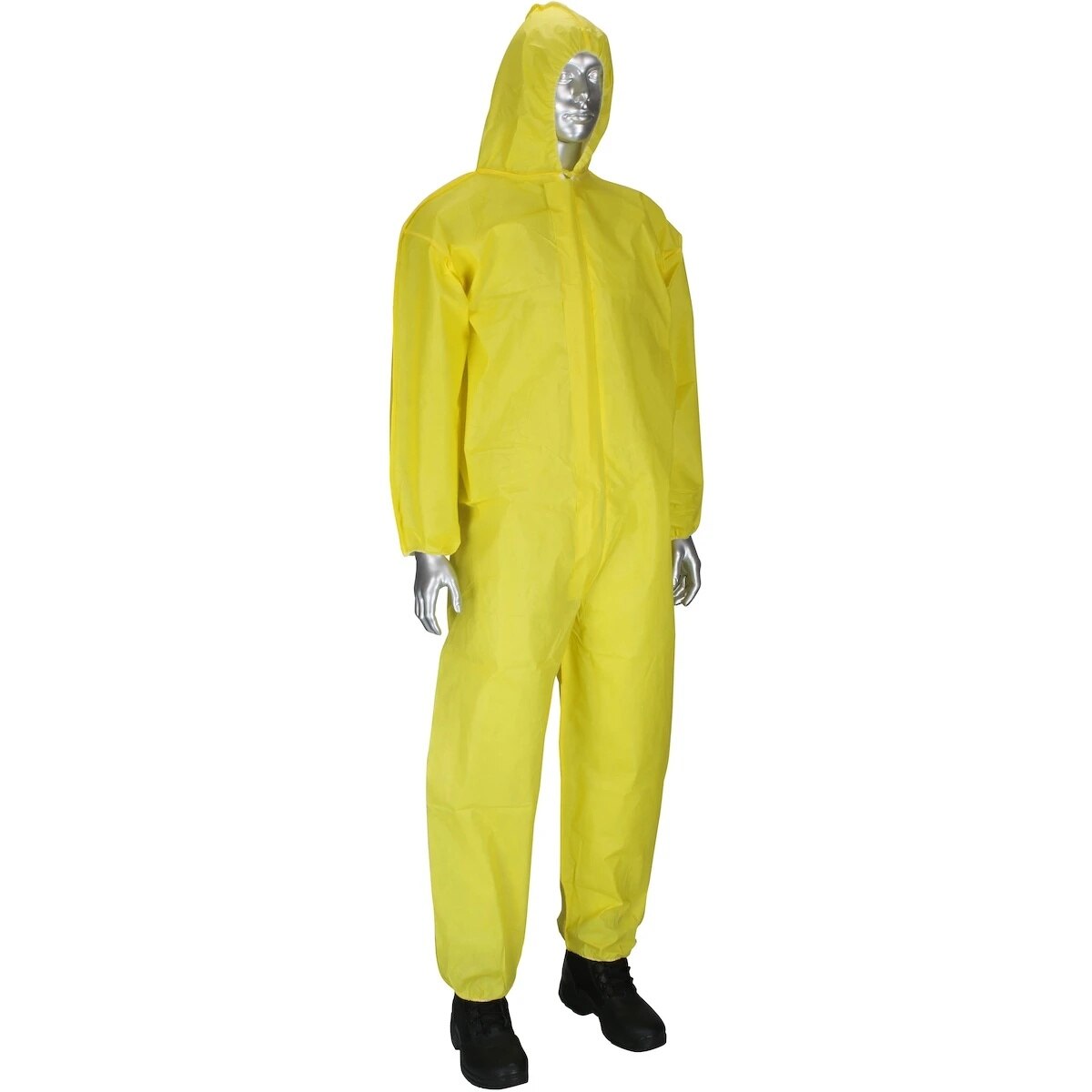 PIP 3678B/3XL PosiWear UB Plus Yellow Chemical Resistant Disposable Coverall with Hood and Elastic Wrists and Ankles, Size 3XL (25 Case)
