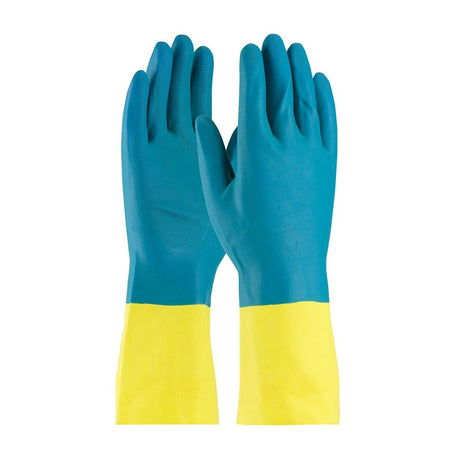 PIP 52-3670-L Neoprene Latex Chemical Resistant Gloves 12" 28 mil Blue Yellow Large