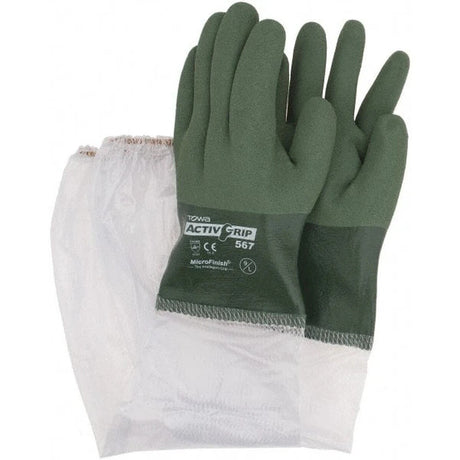 PIP 56-AG567/L ActivGrip Supported Nitrile Chemical Resistant Gloves with PVC Sleeve 25.6" Length