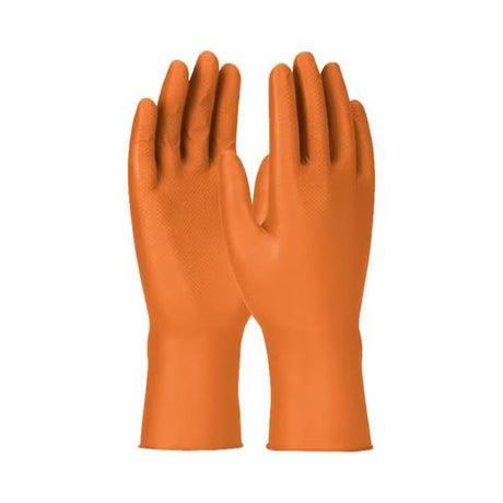 PIP 67-307/M 7 Mil Textured Fish Scale Orange Nitrile Gloves Medium 12" Powder-Free