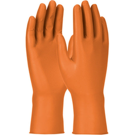 PIP 67-307/XL 7 mil 12" Orange Textured Fish Scale Nitrile Disposable Gloves Extra Large (50 Pack)
