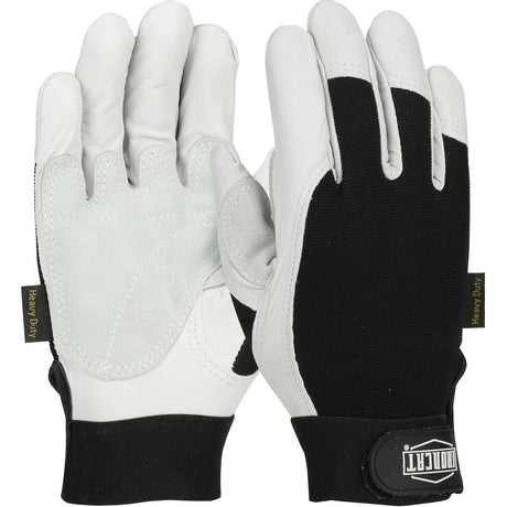 PIP Industrial Products 86550/2XL Top Grain Goatskin Leather Gloves with Spandex Back and Reinforced Palm, Size 2XL