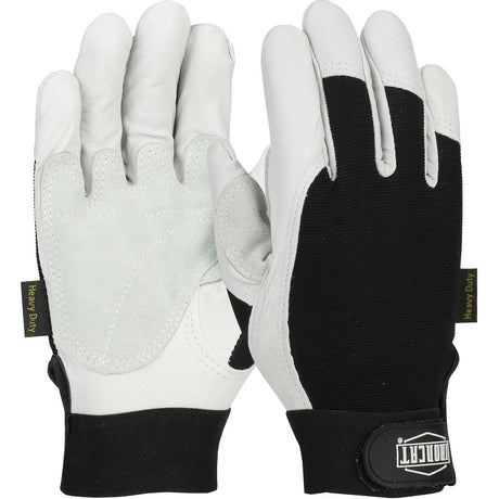PIP Industrial Products 86550/2XL Top Grain Goatskin Leather Gloves with Spandex Back and Reinforced Palm