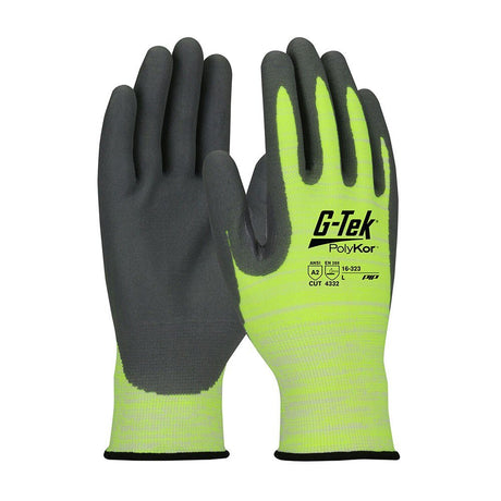 PIP Industrial Products 16-323/M G-Tek Polykor Hi-Vis Glove, 15 Gauge, Size Medium