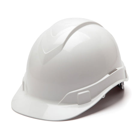 Pyramex HP44110 Ridgeline Hard Hat, White Cap Style 4 Pt Ratchet Suspension