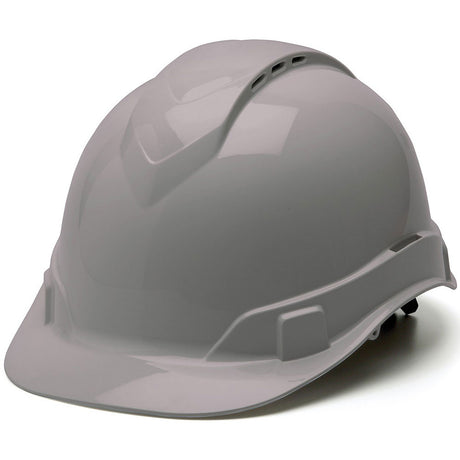 Pyramex HP44112V Ridgeline Hard Hat, Gray Vented Cap Style 4 Pt Ratchet Suspension