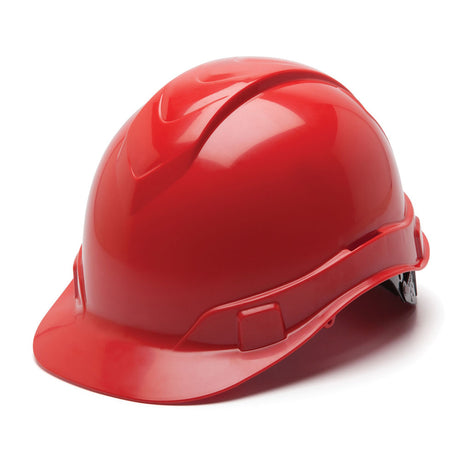 Pyramex HP44120 Ridgeline Hard Hat, Red Cap Style 4 Pt Ratchet Suspension