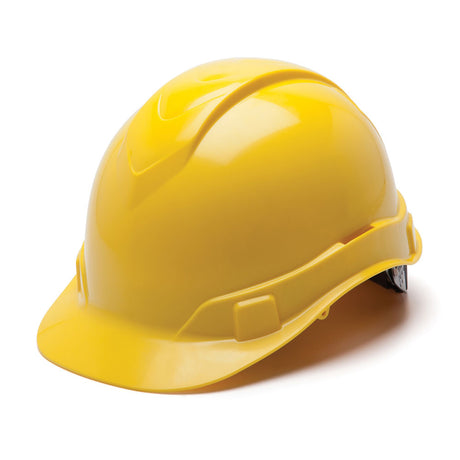 Pyramex HP44130 Ridgeline Hard Hat, Yellow Cap Style 4 Pt Ratchet Suspension