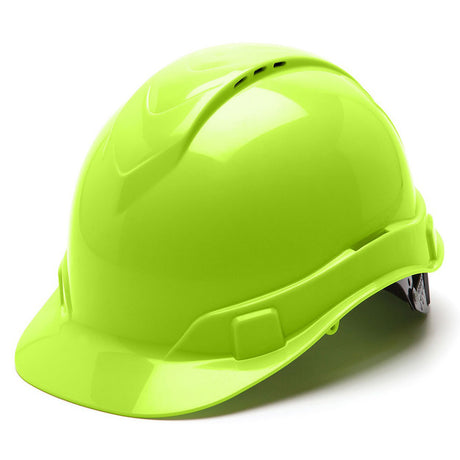 Pyramex HP44131V Ridgeline Vented Cap Hard Hat 4 Pt Ratchet Suspension Hi Vis Green