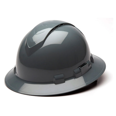 Pyramex HP54113V Ridgeline Vented Full Brim Hard Hat 4 Pt Ratchet Suspension Grey