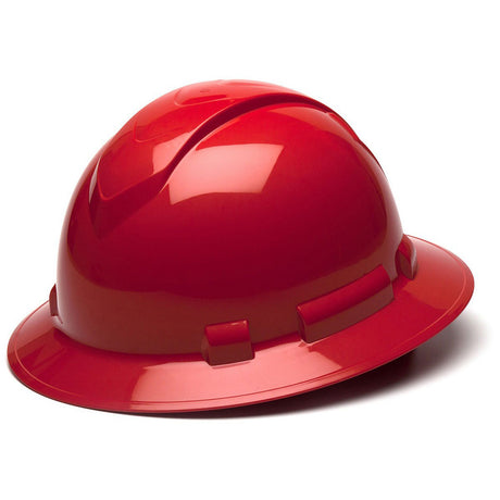 Pyramex HP54120 Hard Hat - Red-Ridgeline Full Brim 4 Pt Ratchet Suspension