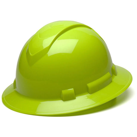 Pyramex HP54131 Ridgeline Hard Hat Full Brim 4 Pt Ratchet Suspension, Hi Vis Lime