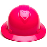 Ridgeline Full Brim Hard Hat 4 Pt Ratchet Suspension, Hi Vis Pink - 2