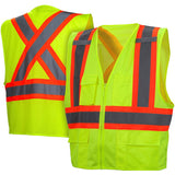 Pyramex RCZ2410L Hi-Vis Lime Vest with Contrasting Reflective Tape, Large - 3