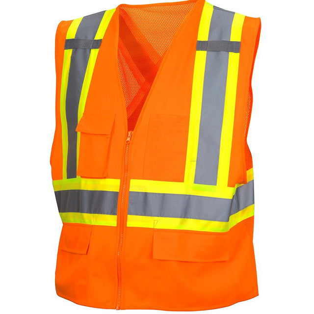 Pyramex RCZ2420L Hi-Vis Orange Vest with Contrasting Reflective Tape, Large