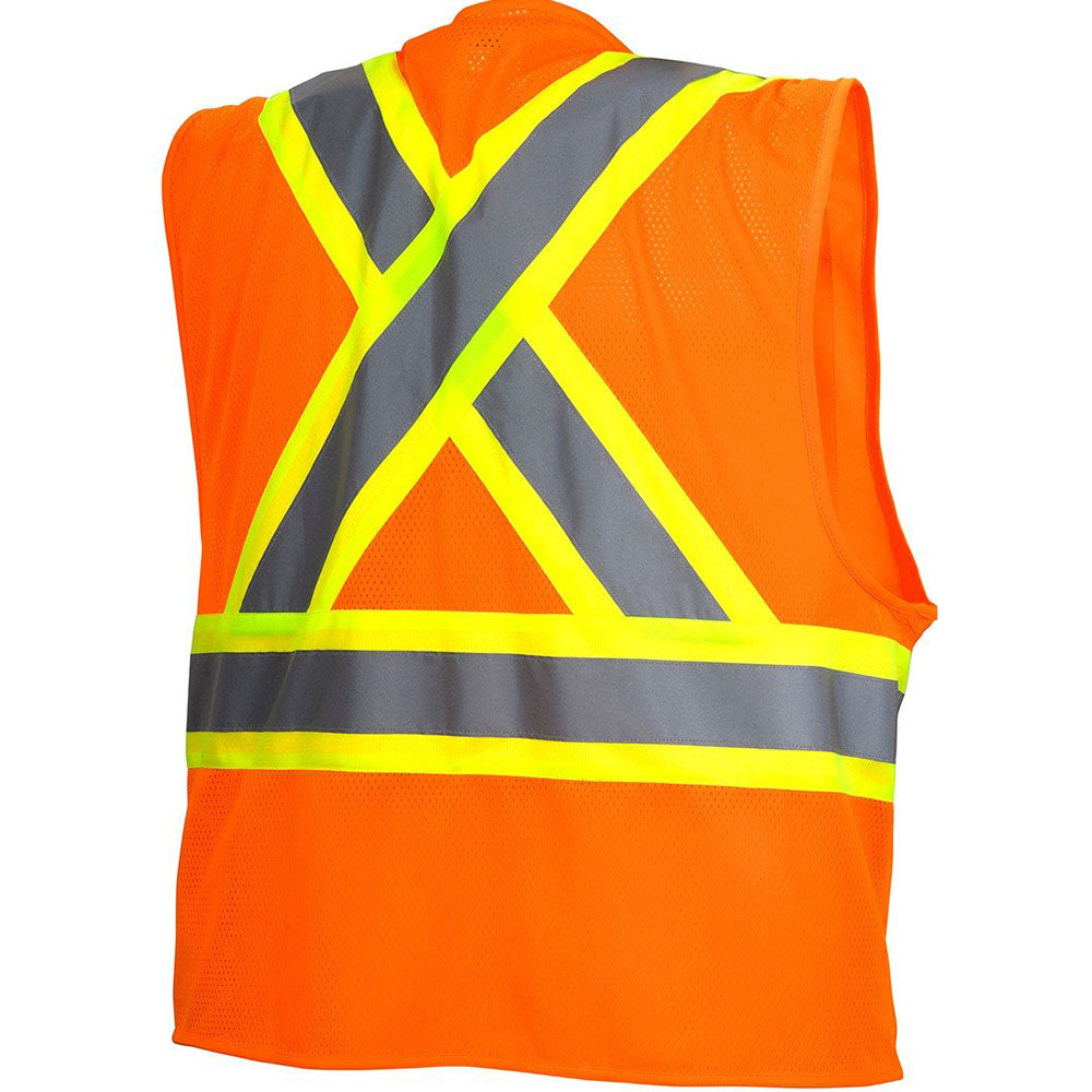 Pyramex RCZ2420L Hi-Vis Orange Vest with Contrasting Reflective Tape, Large - 2