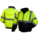 Pyramex RJ3210L Hi-Vis Lime Bomber Jacket with Quilted Lining - Large - 3