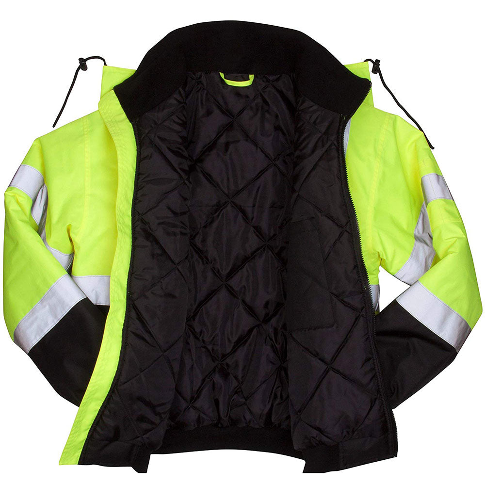 Pyramex RJ3210M Hi-Vis Lime Bomber Jacket with Quilted Lining - Medium - 2