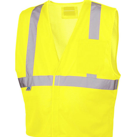 Pyramex RVHL2510BRDX3 Safety Vest - Hi-Vis Lime with 5 point D-Ring - 3X Large