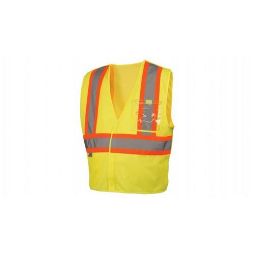 Pyramex RVHL2710BRL Safety Vest - Hi-Vis Lime with 5 Point Break - Size Large