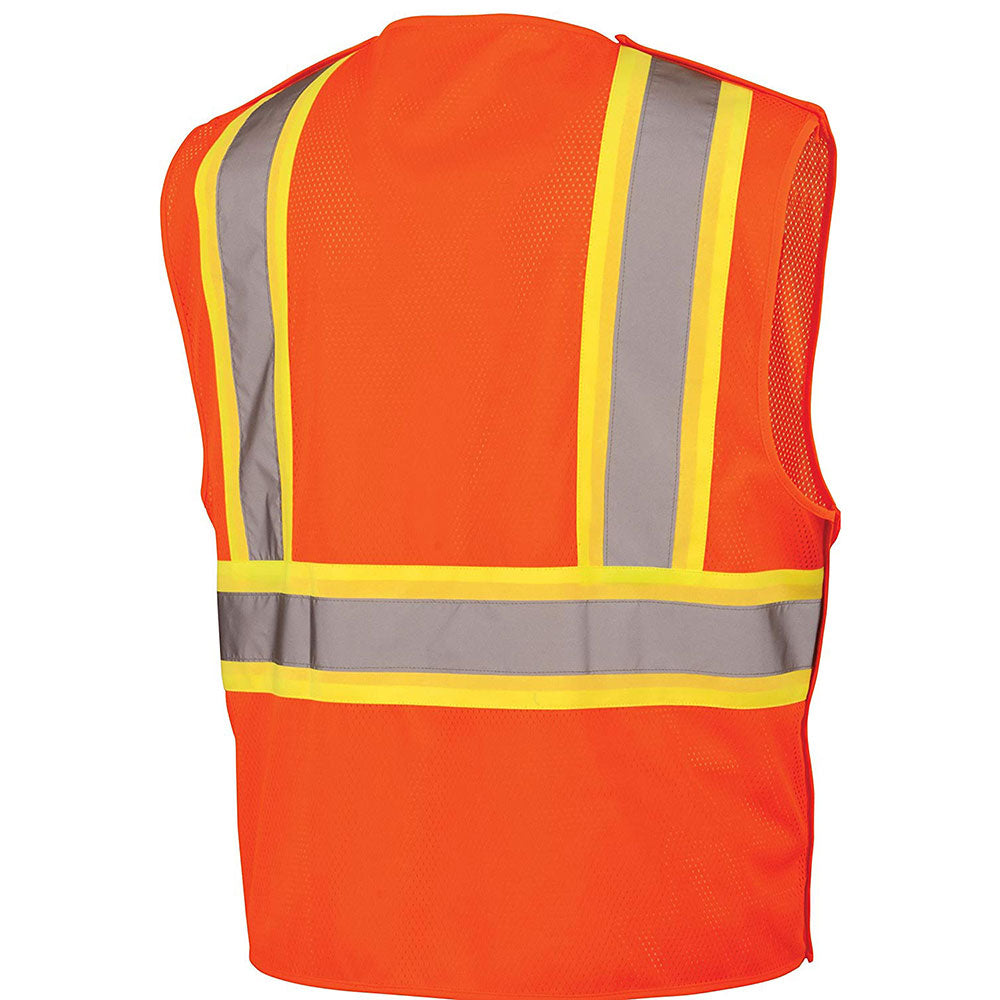 Pyramex RVHL2720BRL Safety Vest - Hi-Vis Orange with 5 Point Break - Size Large