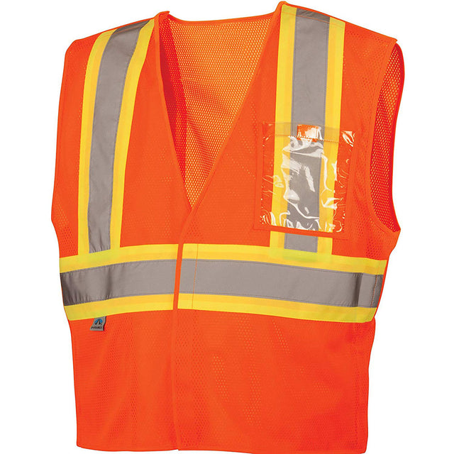 Pyramex RVHL2720BRM Safety Vest - Hi-Vis Orange with 5 Point Break - Size Medium