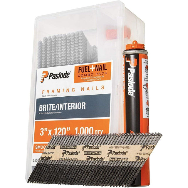 PasLode 650524 3" x 0.120 30 Degree Smooth Brite Framing Nails and Fuel Pack