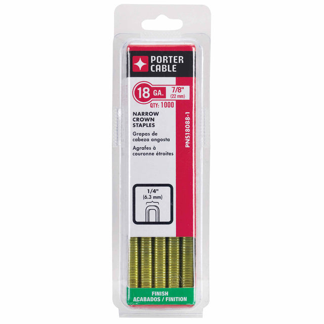 Porter Cable PNS18088 18 Ga Narrow Crown Staple, 1/4"Crn 7/8" Long (5000 Pk)