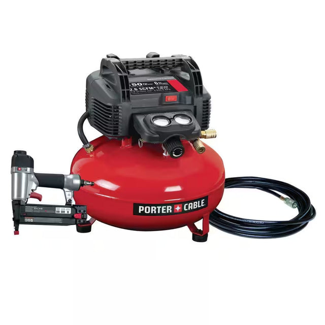 Porter Cable PXCM12236 6 Gal 150 PSI Portable Electric Pancake Air Compressor and 18-Gauge Brad Nailer Combo Kit