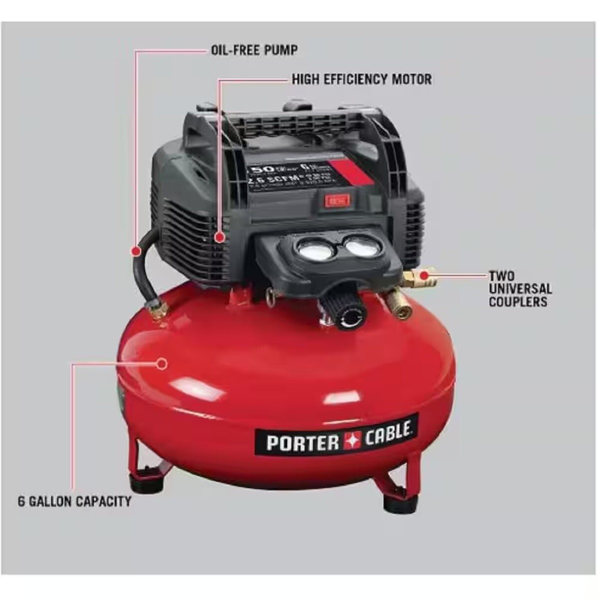 Porter Cable PXCM3KIT 6 Gal 150 PSI Pancake Air Compressor and 3 Nailer Combo Kit - 2