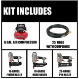 Porter Cable PXCM3KIT 6 Gal 150 PSI Pancake Air Compressor and 3 Nailer Combo Kit - 3