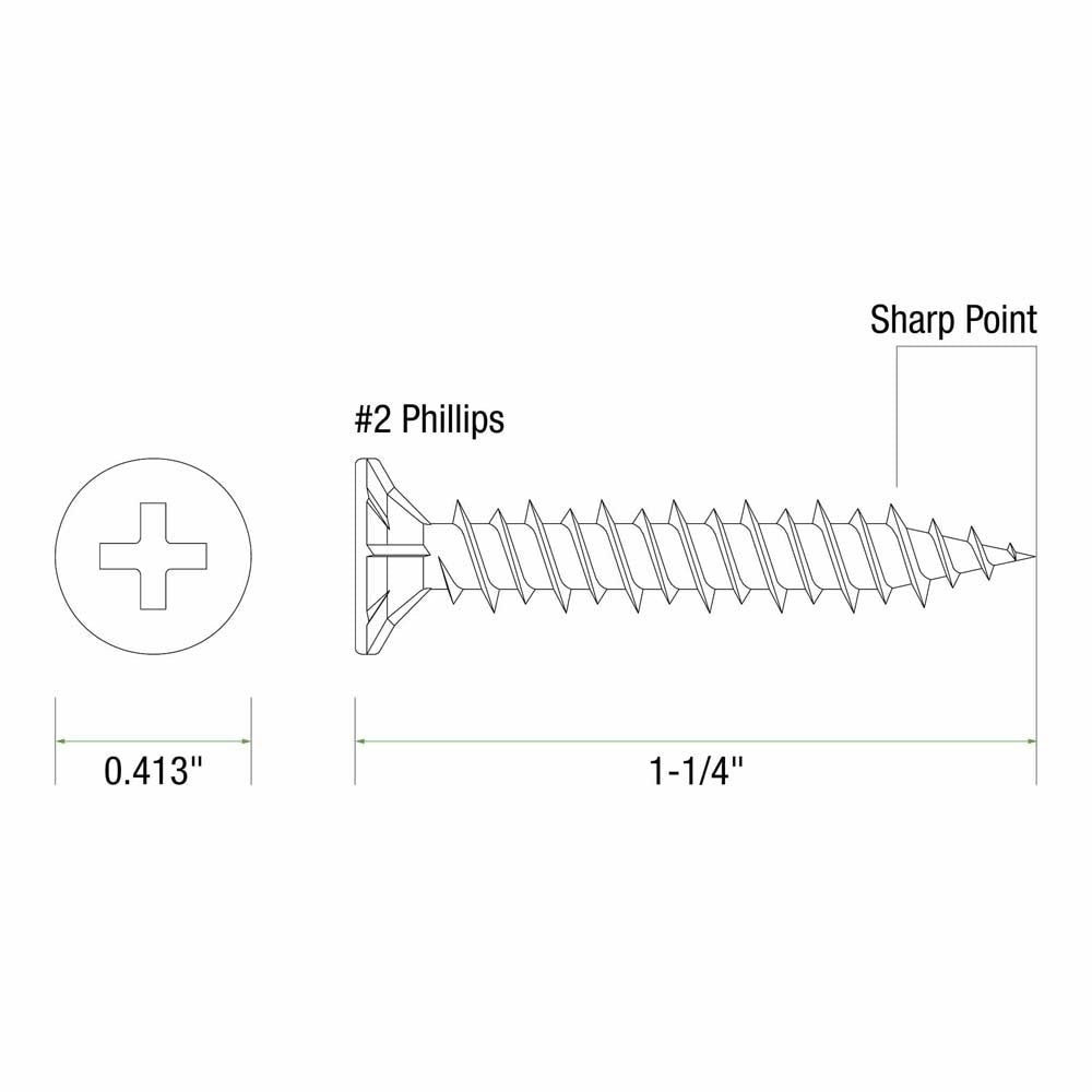 Primesource CB114 Cement Board Screws for Wood or Steel, Wafer Head with Nibs, #8 x 1-1/4" (5,000 Pack) - 2