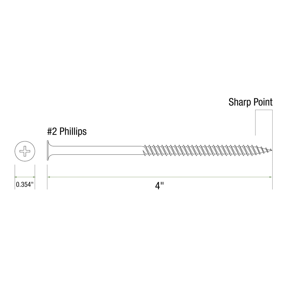 Primesource FS400 #10 x 4" Fine Thread Bugle Head Drywall Screws Phosphate Coated (1000 Pack) - 2