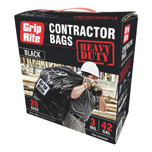 Primesource GRHDCBAG20 33" x 48" Heavy Duty Contractor Bags, Black, 20 Pack