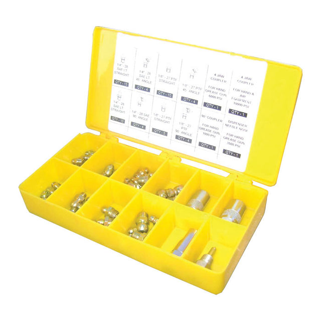 ProLube 43983 60 Piece Metric Grease Fitting Assortment with Couplers