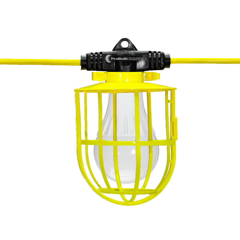 ProBuilt 131100 Hang-A-Light 14/3 SJTW 100' Plastic Cage LED String Light w/Bulbs