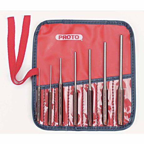 Proto J49007 7-Piece Roll Pin Punch Set, 1/16" - 1/4" Round, Kit Pouch