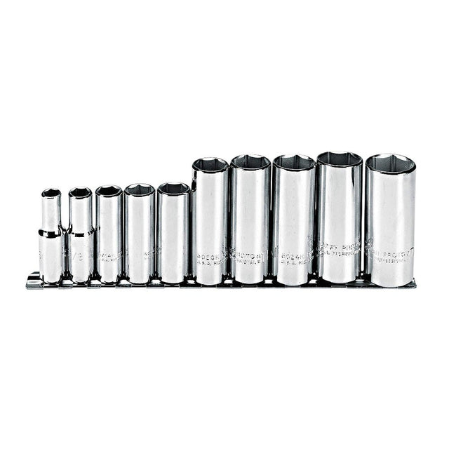 Proto J52111 10-Pieces 3/8" Drive SAE Chrome Socket Set, 6 Point
