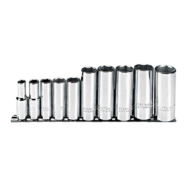 Proto J52111 10-Pieces 3/8" Drive SAE Chrome Socket Set, 6 Point