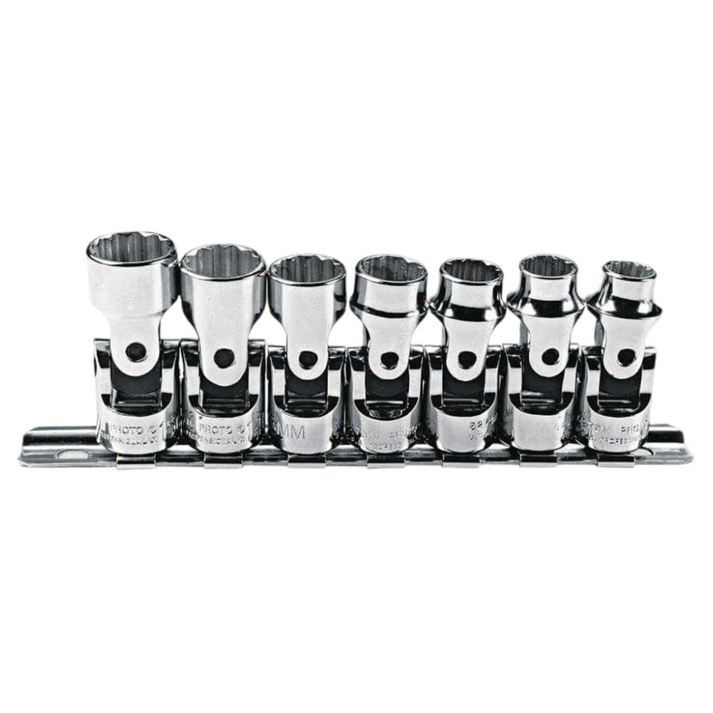 Proto J52200 7-Pieces 3/8" Drive Metric Chrome Socket Set, 12 Point