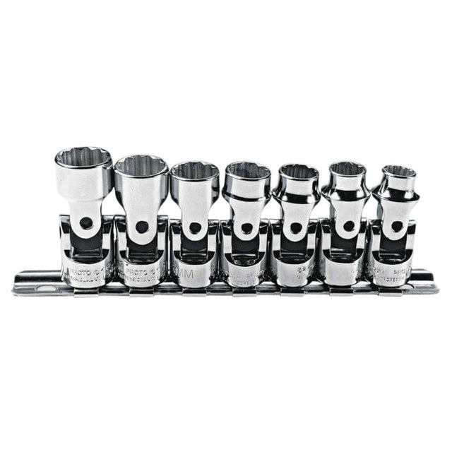 Proto J52200 7-Pieces 3/8" Drive Metric Chrome Socket Set, 12 Point