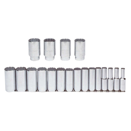 Proto J54105-TT Tether-Ready 1/2" Drive 19 Piece Deep Socket Set - 12 Point