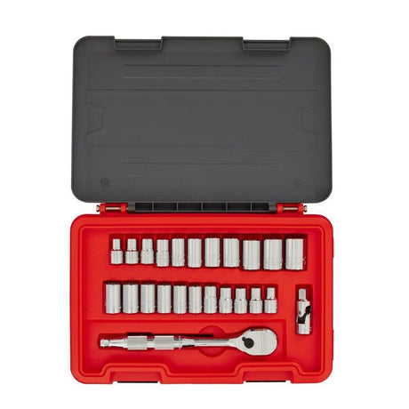 Proto J54325AS 1/2" Drive SAE and Metric 12-Point Aero Socket Set (25 Piece)